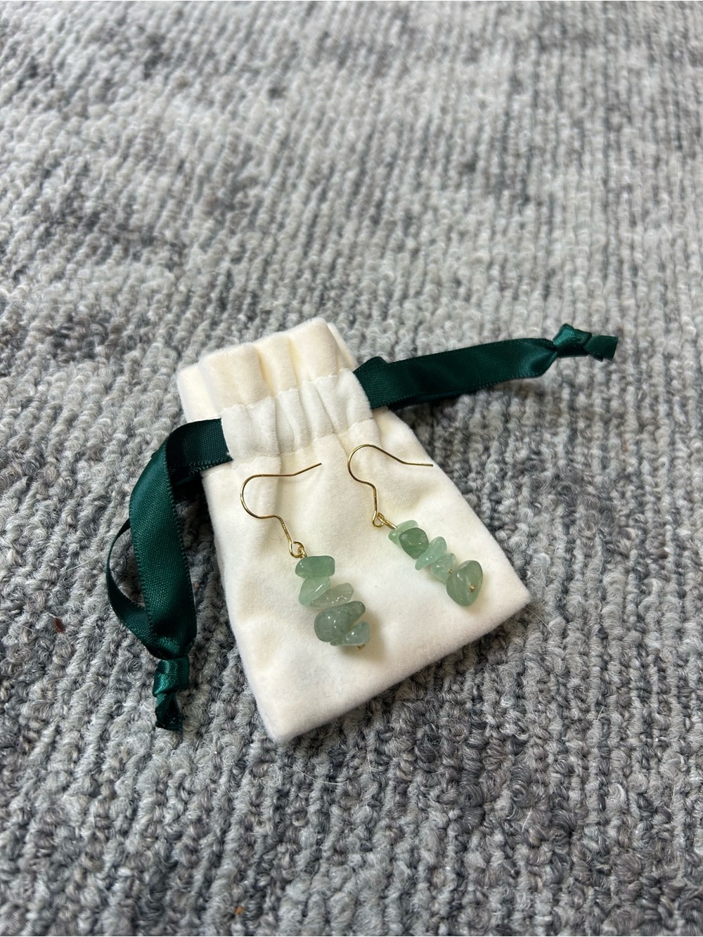 Stunning Jade Rock Gold Hook Green Aventurine Chip Drop Dangle Earrings✨